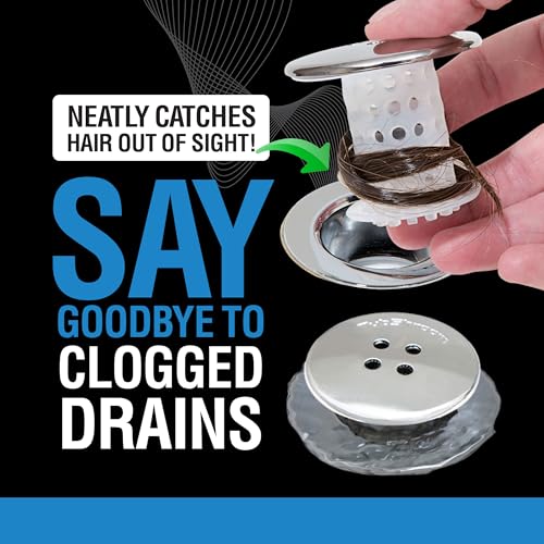 TubShroom Tub Drain Hair Catcher, Chrome – for Bathroom Drains, Fits 1.5” – 1.75” Bathtub and Shower Drains, White - color: Chrome