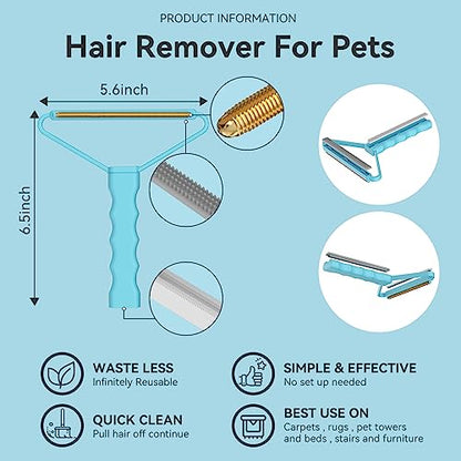 Lint Remover, Pet Hair Remover, Carpet Rake for Dog Cat Fur Removal 1 PCS - color: Blue With Gray