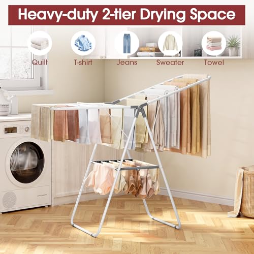 APEXCHASER PEXCHASER Foldable Clothes Drying Rack - color: Gray, size: 2 Wings
