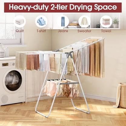 APEXCHASER PEXCHASER Foldable Clothes Drying Rack - color: Gray, size: 2 Wings