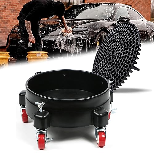 5 Gallon Bucket Dolly with Bucket Insert,Professional Car Wash Bucket Dolly
