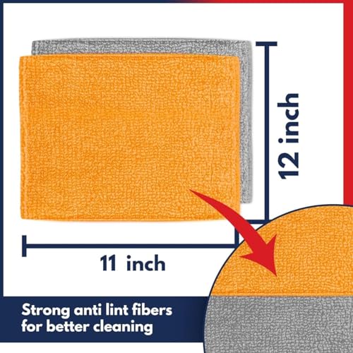 USANOOKS Microfiber Cleaning Cloth - 8 Pcs 12"x11" - High Performance - 1200 Washes, Ultra Absorbent Towels Weave Grime & Liquid for Streak-Free Mirror (Pack of 8) - color: Multicolor, size: 12" x 11" (8 pack)