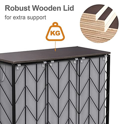 WOWLIVE Laundry Hamper 3 Section with Lid, 142L Laundry Basket with Wheels - color: Grey, size: 142l(28.35 x 13 x 26.4 Inches)