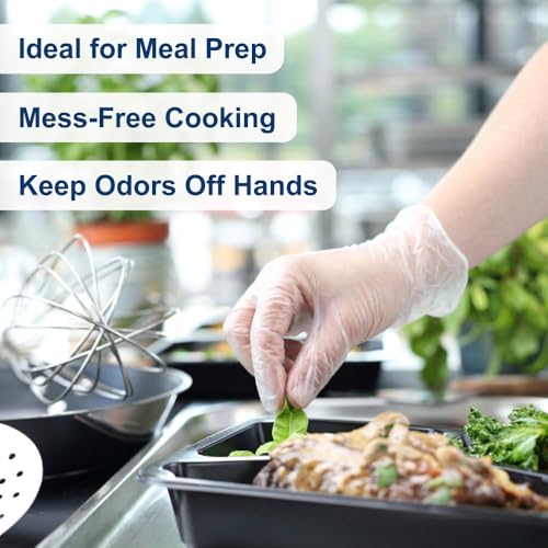Vinyl Disposable Gloves, Latex Free, Powder Free, Food Safe for Meal Prep, Cooking, Cleaning, Hair Dye - color: Clear, size: 1000 - Medium