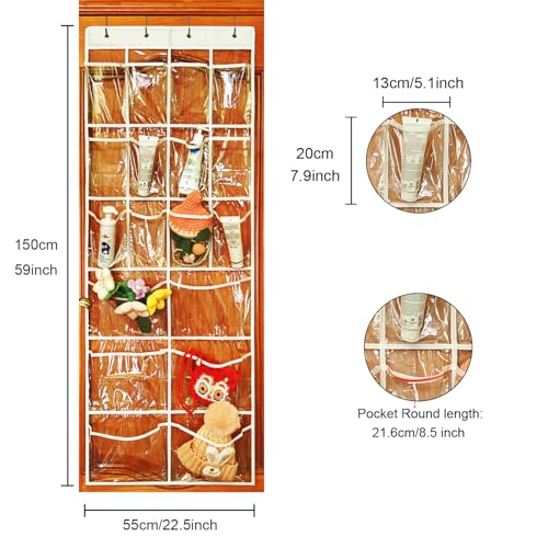 Over The Door Organizer 18 Large Mesh Shoe Storage Pockets（PVC） (transparent) - color: transparent