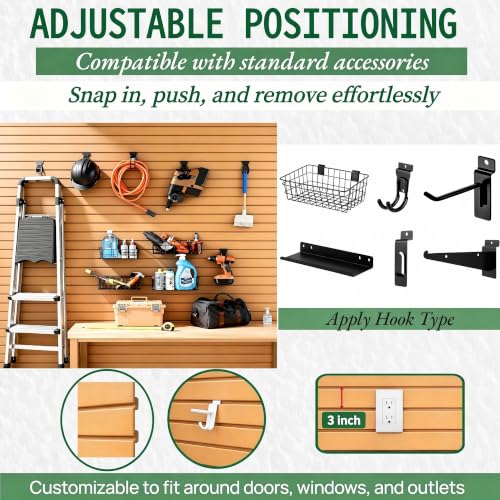 Slat Wall Paneling 4x2 ft Garage Organizer Storage Systems, Heavy Duty PVC Slatwall Panels for Garage Organizer Product, PVC Wall Mounted Tool Storage Slate Board for Home and Workshop (Woodgrain) - color: Woodgrain, size: 4X2FT