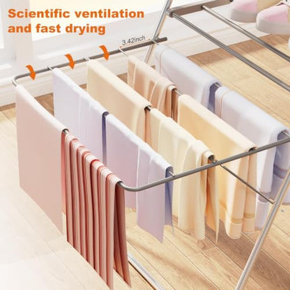 Bigzzia Clothes Drying Rack Foldable, 2-Level Large Laundry Drying Rack - size: Large