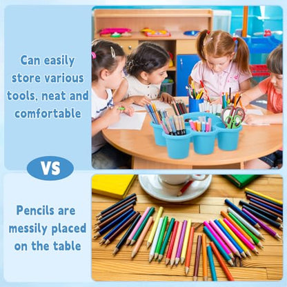 6 Pack Classroom Caddy Organizer with Handle, 6 Compartments, Gradient Blue - color: Gradient Blue