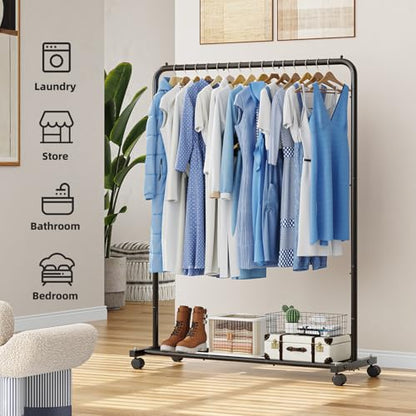 Simple Trending Clothing Rack, Portable Garment Rack, Clothes Rack, Black - color: Black, size: 14.75"D x 43.5"W x 54.25"H