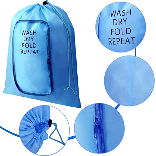 Boao 2 Pcs Travel Laundry Bag with Drawstring Zipper - color: Gray, Blue, size: Classic