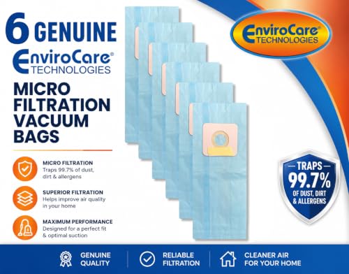EnviroCare Replacement Micro Filtration Vacuum Cleaner Dust Bags Made to fit Riccar 2000, 4000 and Vibrance Series. Simplicity 5000, 6000 and Symmetry Type A 6 pack
