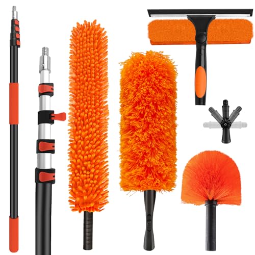 26FT High Reach Duster Cleaning Kit with 5-20 FT Extension Pole - size: Reach 26FT(20FT)