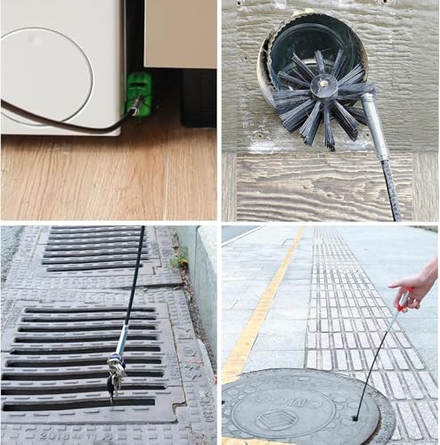 Upgraded 35-Inch Drain Snake Hair Drain Clog Remover, Flexible Grabber Tool with Bonus 60-Inch Drain Brush