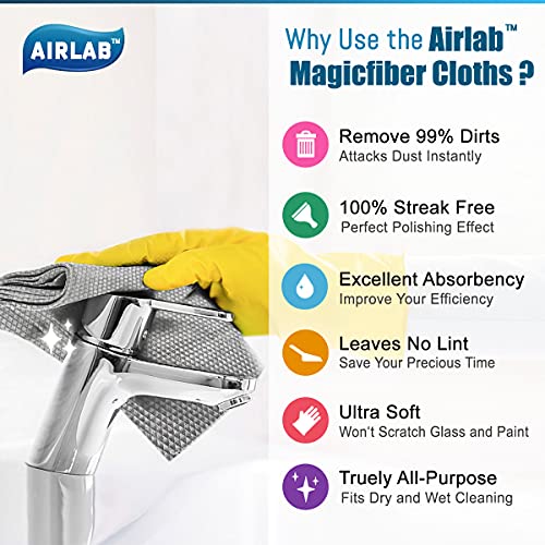 Airlab Glass Polishing Streak Free Miracle Cleaning Cloth, Grey & Blue - color: Grey & Blue