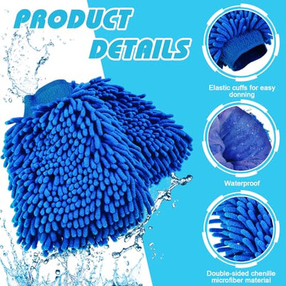 Toulite 16 Pcs Microfiber Wash Mitts, 7.48 x 10.24 Inch, Royal Blue, Green - color: Royal Blue, Green, size: 7.48 x 10.24 Inch