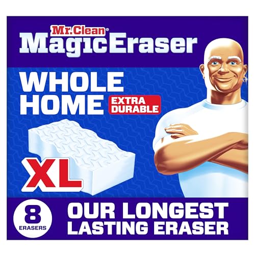 Mr. Clean Magic Eraser Sponge, All Purpose Cleaner, Long Lasting Cleaning Scrubber, Wall, Sneaker, Oven, Kitchen, Bathroom, Shower Cleaner, Cleaning Supplies, Whole Home Extra Durable XL, 8ct - size: 8 Count