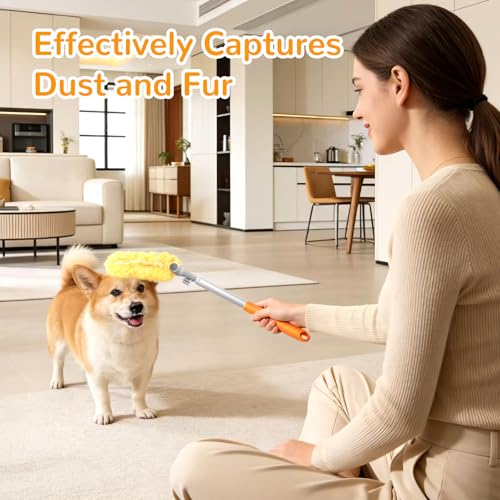 6 ft Long Handle Extendable Duster with 50 Refills for Swiffer Duster, Heavy Duty 360° Microfiber Dusting Kit for High Ceilings, Ceiling Fans, Tall Windows, and Hard-to-Reach Areas - color: 50 Refills & 1 Long Handle