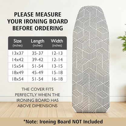 Seiritex Over the Door Ironing Board Cover 14 x 42 inch, Thick Padding w Hook and Loop Fasteners Wall Iron Board Cover (Gray Cube Update Version) - color: Gray Cube, size: 14x42 Update