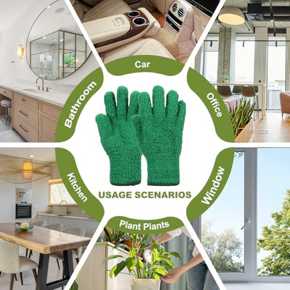 uxcell Microfiber Gloves, Reusable Washable Plant Dusting Gloves Cleaning Mittens for Auto Plants Household Kitchen - color: Dark Green
