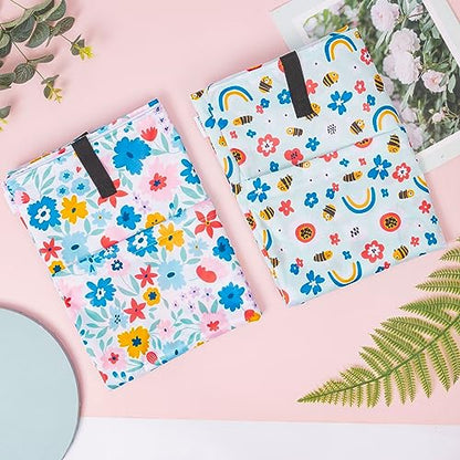 ALVABABY 2 Pack Large Wet Dry Bag Waterproof Hanging Cloth Diaper with Double Zippered Pockets 25x18 inches (Rainbow and flowers) - color: Rainbow and flowers