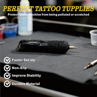 Tattoo Pen Covers 200PCS & 6 Rolls Grip Tape 2.56"x7" Black - color: Black