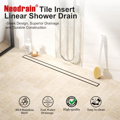 Neodrain 48-Inch Linear Shower Drain-Matte Black,with Tile Insert Grate - color: Matte Black, size: 48 IN