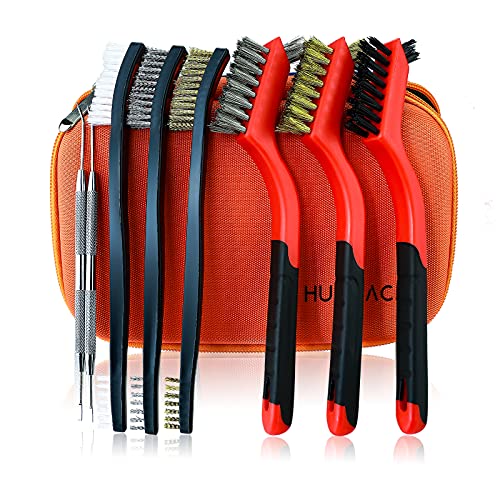 Small Wire Brush Se - 8 Pieces Brass Stainless Steel Nylon Brushes - color: Orange A