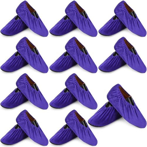 JaGely 11 Pair Reusable Cloth Shoe Covers for Indoors, Purple - color: Purple