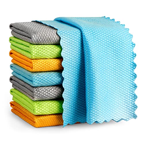 AIDEA Microfiber Glass Cleaning Cloth-8PK, Magic Cleaning Cloths 12"x12" - color: Multicolor, size: 12"×12"