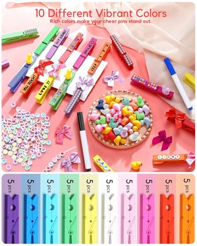 Colored Clothespins, Colorful Clothes Pins Wooden Clips Rainbow Colors 50 Pack Decorative Crafts Pegs Photos Pictures Decoration Clip Clothing Hanging Closepins, 2.9 Inch - color: Rainbow Color