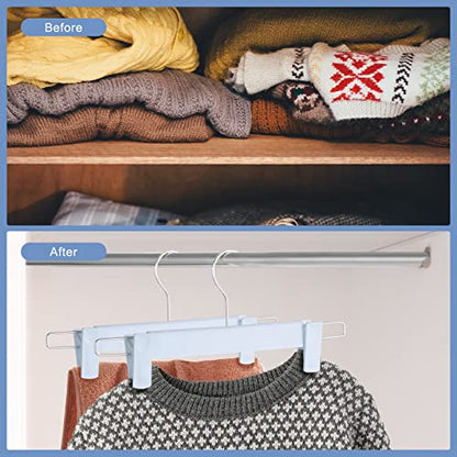 10 Pack Pants Hangers with Adjustable Non-Slip Clips Anti-Rust Hanging Hook for Trouser,Skirts,Jeans,Clothes Hangers Blue - color: Blue, size: 10 Pack
