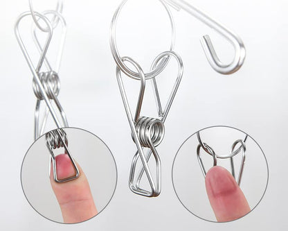 Windproof Laundry Hanger with 10 Clips Stainless Steel Clothes Drying Rack Outdoor Underwear Socks Herb Dryer Pack 2 - color: 10 Clips Metal Drying Rack 2pcs