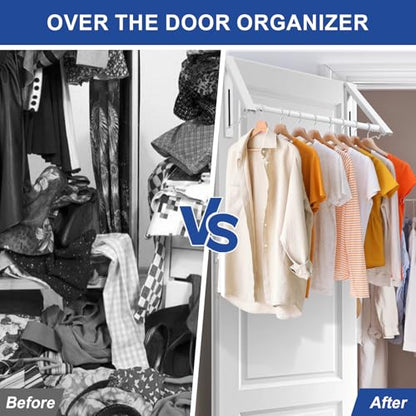 HOME RIGHT Over The Door Clothes Hanger,1.69 Inch Door Hook for Over The Door Drying Rack,Foldable Retractable Overdoor Hanger Hook for Bathroom,Laundry Room,Apartament and Bedroom