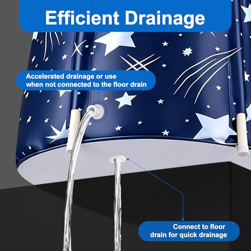 Portable Foldable Bathtub, Collapsible Adult Bath Tub for Hot SPA and Ice Bath, Space-Saving Storage, Durable PVC Material (Starry Sky B, 27inch) - color: Starry Sky B