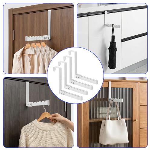 4 Pack Over The Door Hooks Hanger, Foldable Clothes Drying Rack, Space Saving Door Hanger for Clothing, Towels, Coats in Bedroom Bathroom Laundry Room