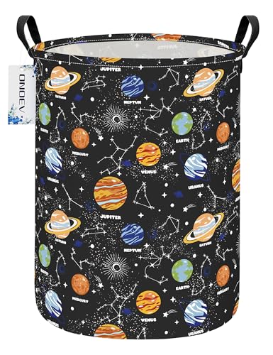 Round collapsible Solar System planet Laundry Hamper for Adults Kids - color: Black Planet