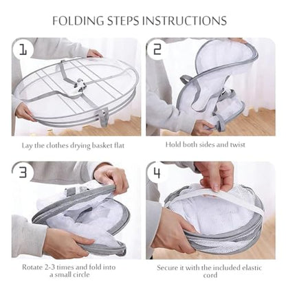 3-Tier Folded Mesh Clothes Hanging Dryer,2 Pcs Sweater Drying Rack Large Foldable Flat Dry Hanger for Delicate Garments