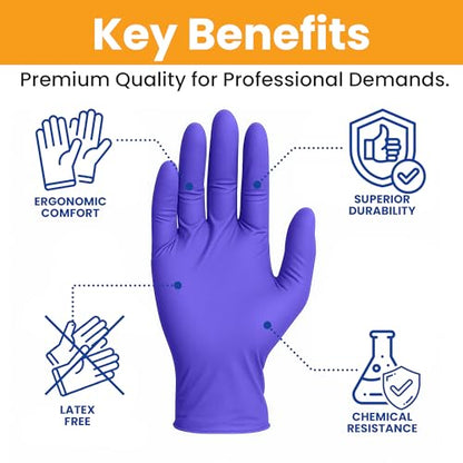 SAFEWAY USA 2000 pcs, Large, 4 Mil Nitrile Disposable Gloves — Multi-Purpose Powder-Free and Non-Latex Textured Fingertips for Medical Use, Nursing, Lab Works, Kitchen Prep, Cleaning, Tattooing & More