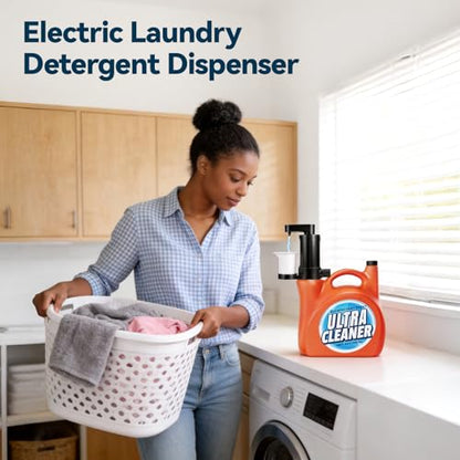 Electric Laundry Detergent Dispenser, Automatic Laundry Dispenser for Liquid Detergent, with Bottle Adapter, USB Recharg 8ml/s Flow, 5 Mode Smart Laundry Soap Pump for Laundry Room Organization, Black - color: Black