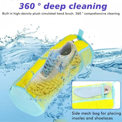 2Pack Shoe Washing Machine Bag, Reusable Laundry Shoe Bag, Suitable for Sports Shoes, Sneakers, and Slippers, Includes 2 Shoe Storage Dust Bags（Yellow) - color: Yellow