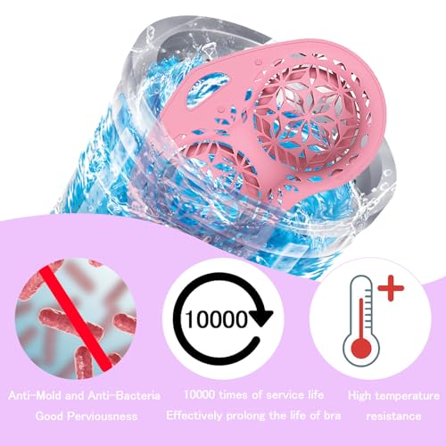 2 Pcs Lingerie Wash Bags, Silicone Delicates Bags for Washing Machine Bra Bag for Laundry Laundry Wash Bag for A-Cup to D-cup, Maternity, Sports, Sexy Bras (Pink+Purple)