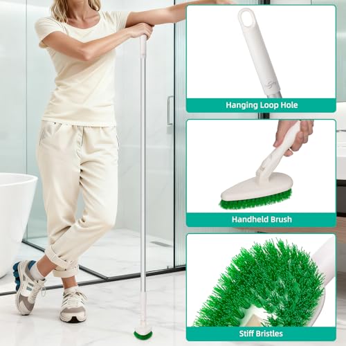 Qaestfy Non-Scratch Scrubber Pads Replacement for Tub and Tile Shower Scrubber - 4 Pack, Compatible with 4-in-1 Bathroom Cleaning Brush, Heavy Duty Scrubbing Pads for Bathtub, Tile, Glass, Shower