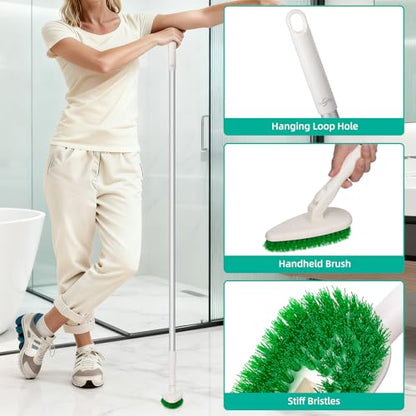 Qaestfy Non-Scratch Scrubber Pads Replacement for Tub and Tile Shower Scrubber - 4 Pack, Compatible with 4-in-1 Bathroom Cleaning Brush, Heavy Duty Scrubbing Pads for Bathtub, Tile, Glass, Shower