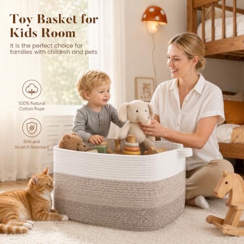 65L Large Woven Blanket Basket for Living Room, 19.7"x15.7"x11.8" - color: Gradient Yellow, size: 19.7"x15.7"x11.8"