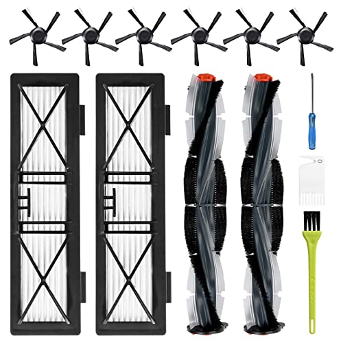 Replacement Parts for Neato Botvac D Series D3 D4 D5 D6 D7 D75 D80 D85 Robot Vacuum Cleaner Accessory Kit Including 2 Main Brushes, 2 Hepa Filters, 6 Side Brushes - size: 2 brush
