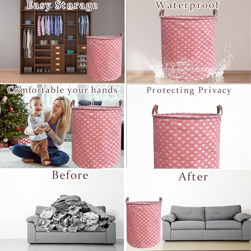 Waterproof Laundry Hamper Collapsible Laundry Basket Leather Handle Laundry Bag Large Clothes Storage Toy Organization for Bathroom Bedroom Laundryroom College Dorms (Laundry Basket-002) - color: Laundry Basket-002