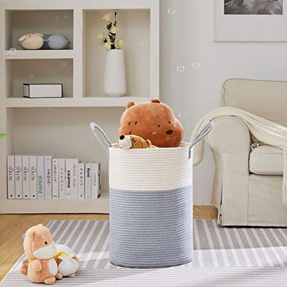 VIPOSCO 72L Tall Woven Laundry Basket Hamper, Grey White - color: Grey, size: 72L