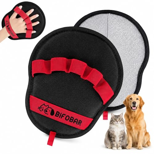 Pet Hair Removal Glove - Red Magic Brush Electrostatic Mitt for Dogs & Cats, Reusable Grooming Gloves - Dog Hair Remover Tool with 5-Finger Design