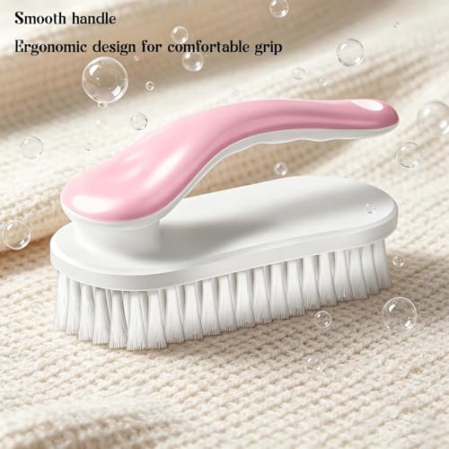 2pc Multi-Purpose Household Cleaning Brush Set, Ergonomic Comfort Grip for Shoe Cleaning, Laundry & Bathroom Cleaning (Pink) - color: Pink