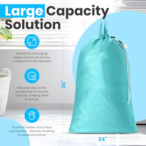 Handy Laundry Mesh XL Laundry Bag 24"x36" with Shoulder Strap, Teal - color: Teal, size: 1-Pack